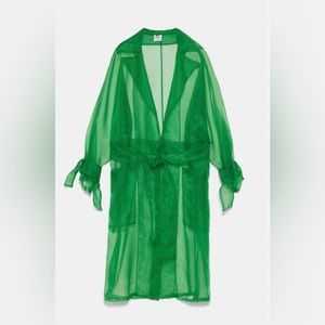 Zara sheer green trench coat. Size XS.